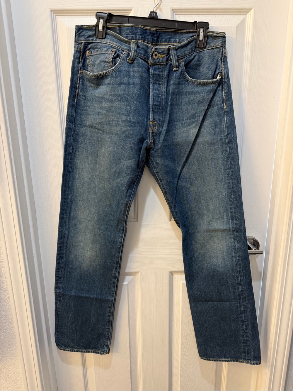 Levi's Straight-Leg Faded Blue Jeans